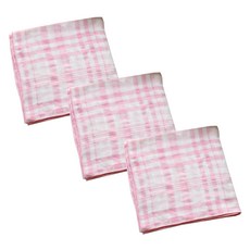 CASA VERDE Rowen 格紋雙層紗紗染棉廚房巾 3件組 M 52 x 52 cm, 粉紅色, 1套