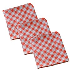 CASA VERDE May 格紋雙層紗色織棉廚房巾 3件組 M 52 x 52 cm, 1套, 橘色