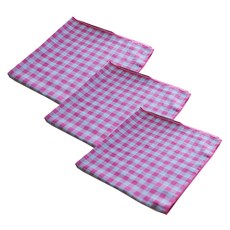 CASA VERDE Mei 格紋雙層紗布色織棉廚房巾 3入組 S 45 x 45 cm, 粉紅色, 1套