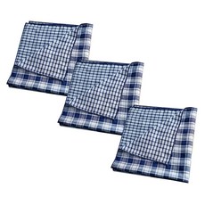 CASA VERDE Odin 格紋雙層紗色織棉廚房巾 3入組 M 52 x 52 cm, 海軍藍中格紋, 1套