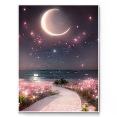 Daysoy 月光 DIY 鑽石畫 30 x 40 cm, 02 閃耀花朵, 1個