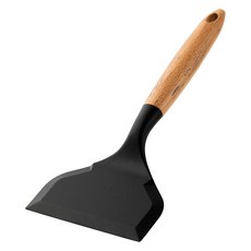 Momtool 木柄寬蛋捲矽膠腳蹼, 黑色, 1個