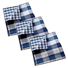 CASA VERDE Odin 格紋雙層紗預染棉廚房巾 3入組 S 45 x 45 cm, 1套, 海軍藍大格紋