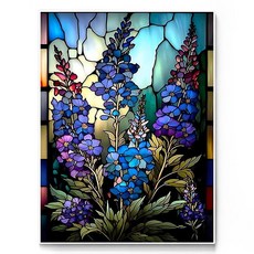 데이소이 플라워 유리화 DIY 보석십자수 20 x 30 cm, 03 델피니움, 1개