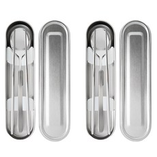 Maxcook 不鏽鋼便攜式便當餐具靜音餐具盒雙人組, 單一顏色, 湯匙 2p + 筷子 2p + 餐具盒 2p, 1套