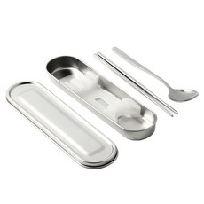 Maxcook 不銹鋼便當餐具 + 靜音餐具盒套裝, 混色, 1套, 筷子 + 湯匙 + 分離式無噪音固定架 + 餐具盒 + 蓋子