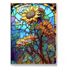 데이소이 플라워 유리화 DIY 보석십자수 40 x 50 cm, 07 해바라기, 1개