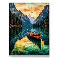 데이소이 바다와 보트 DIY 보석십자수 30 x 40 cm, 13 노을비친강, 1개