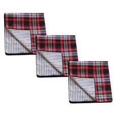 CASA VERDE Odin 格紋雙層紗色織棉廚房巾 3入組 M 52 x 52 cm, 紅黑格紋, 1套