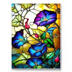 데이소이 플라워 유리화 DIY 보석십자수 30 x 40 cm, 06 나팔꽃, 1개
