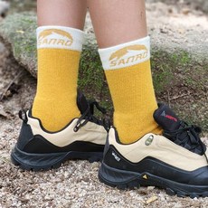 산로 남여공용 사계절 메리노 울 등산양말, 옐로우, 1개