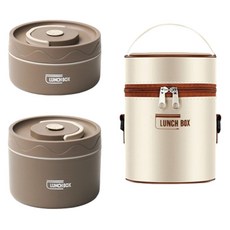 Living Gourmet可微波保溫便當盒 2層+便當包組, 1組, 棕色