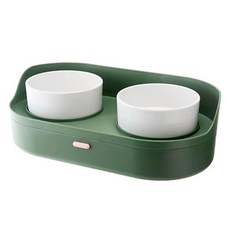 Eyes Pet 寵物雙層可分離式餐具組, 橄欖綠, 1套