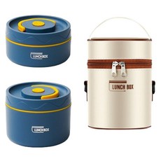 Living Gourmet可微波保溫便當盒 2層+便當包組, 1組, 藍色