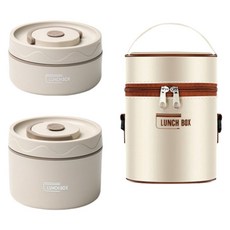 Living Gourmet可微波保溫便當盒 2層+便當包組, 1組, 淺褐色