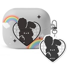 Imooi Posomi Samsung Buds 3 Buds 3 Pro 硬殼保護套 + 鑰匙圈套組, 愛心黑色Posomi, 1套, 單一商品