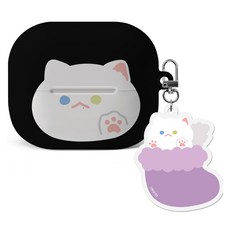 Imooi Posomi Galaxy Buds3 / Buds3 Pro 硬殼保護套 + 鑰匙圈套組, 貓咪土耳其安哥拉貓, 1套, 單一商品