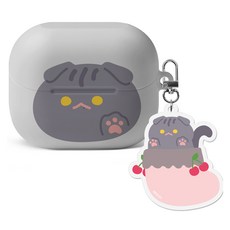 Imooi Posomi Galaxy Buds3 / Buds3 Pro 硬殼保護套 + 鑰匙圈套組, 貓咪蘇格蘭摺耳貓, 1套, 單一商品