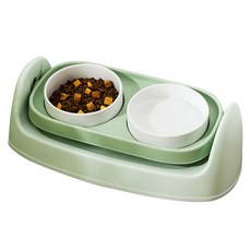 SayCocoa 寵物高度可調陶瓷餐碗, 1個, 綠色