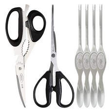 ZEUS Kitchenware 多用途螃蟹剪 + 蟹肉剪 + 蟹肉叉 4件組, 混合顏色, 1套