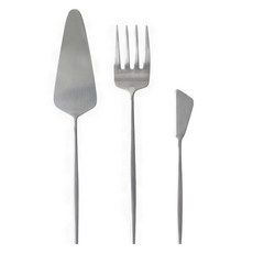 Bueokdaom Plibiche 304不鏽鋼蛋糕鏟 + 果醬抹刀 + 四齒叉套組, 銀色, 1套