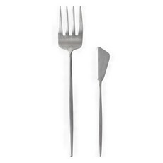 Bueokdaom Plitvice 304不鏽鋼果醬刀 + 四齒叉套組, 銀色, 1套