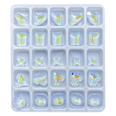 水晶裝飾配件 5種 x 5入套組, 天空藍, 1個