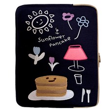 위니즈 자수패치 패션 태블릿 파우치 케이스 WZFLP225-B15, 블랙, 1개