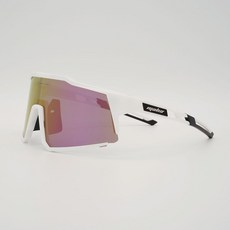 마하 변색 렌즈 방풍 스포츠 고글, 화이트 frame + 핑크 lens, 1개