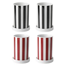 PRELUDE Je t'aime 4格餐具筒 + 底座套組, 黑色 + 紅色, 1套