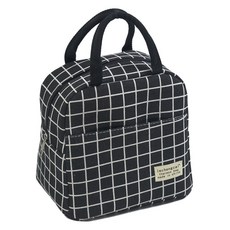 Allode 格紋圓形午餐袋, 1個, NO 01 黑色