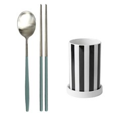 1인 수저 + 수저통 1구 세트, 수저(그린), 수저통(블랙), 젓가락 + 숟가락 + 수저통, 1세트