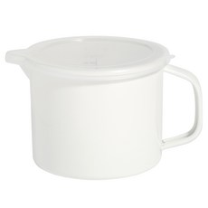 電磁爐適用把手圓形琺瑯鍋, 1個, 15cm, 白色