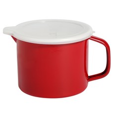 電磁爐適用把手圓形琺瑯鍋, 1個, 15cm, 紅色