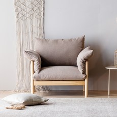 레이디가구 다인 원목 발수패브릭 1인용 소파 방문설치, 애쉬(프레임) + 핑크베이지(커버)