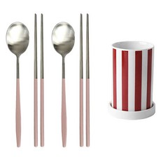 2인 수저 + 수저통 1구 세트, 수저(인디핑크), 수저통(레드), 젓가락 2p + 숟가락 2p + 수저통, 1세트