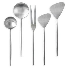 Bueokdaom Plitvice 不鏽鋼304 廚房用具5件組, 銀色, 迷你湯勺 + 料理勺 + 料理叉 + 迷你鍋鏟 + 鍋鏟, 1套