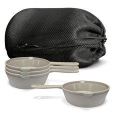 BELLOVIE 馬卡龍色雙倒水口握把餐盤組, 餐盤 4入 + 收納袋, 棕色, 1套