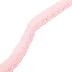 아이엔피 파인코튼 리본 면 자수 레이스 2.7 x 270 cm, 라이트핑크, 1개