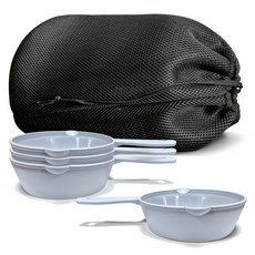 BELLOVIE 馬卡龍色雙倒水口握把餐盤組, 餐盤 4入 + 收納袋, 天藍色, 1套