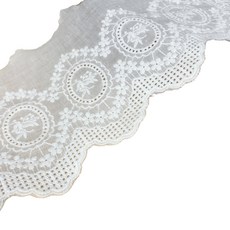 아이엔피 파인코튼 리본 면 자수 레이스 13 x 180 cm, 화이트, 1개