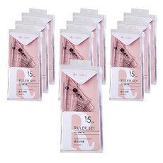 市集風格三角尺量角器組, 粉紅色, 10套