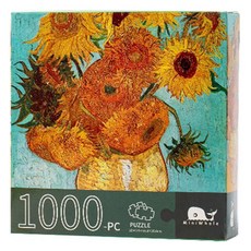 미니웨일 리나블루성인 정사각 박스의 퍼즐 해바라기, 1000피스, 혼합색상, 1개