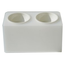 Maggie & Bo 寵物 DUAL 站立式傾斜餐碗 雙口 17cm 中型 Plus + 2入陶瓷碗套組, 白色, 1套