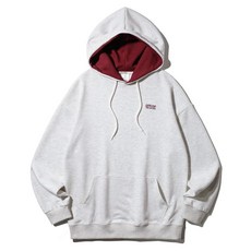 앨빈클로 남녀공용 AMUSE 이너배색 오버핏 더블코튼 후드 티셔츠 AVH560