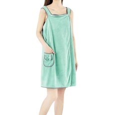 女性連身裙式浴袍, 綠色, 1個