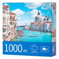 미니웨일 리나블루 성인 정사각 박스의 퍼즐 베니스풍경, 1000피스, 혼합색상, 1개