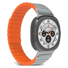 랩씨 스마트워치 실리콘 마그네틱 링크 스포츠 스트랩, 그레이 + 오렌지, 1개