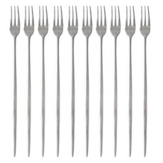 Bueokdaom Plitvice 韓國產 304不鏽鋼長茶叉, 銀色, 10個