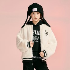 applepink 女童雙面穿毛絨內裡棒球外套 S703